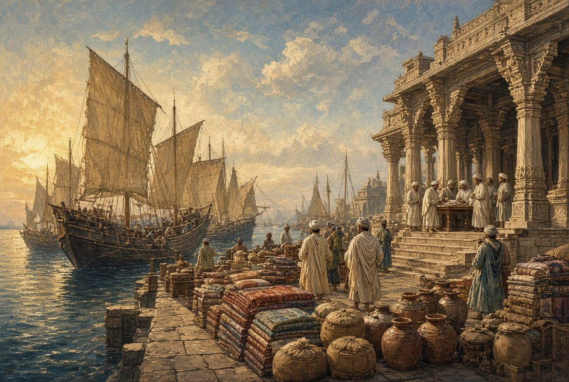 Ancient Indian merchant port and guild hall