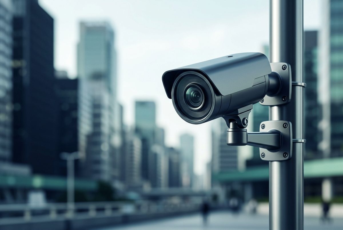 Security camera on pole
